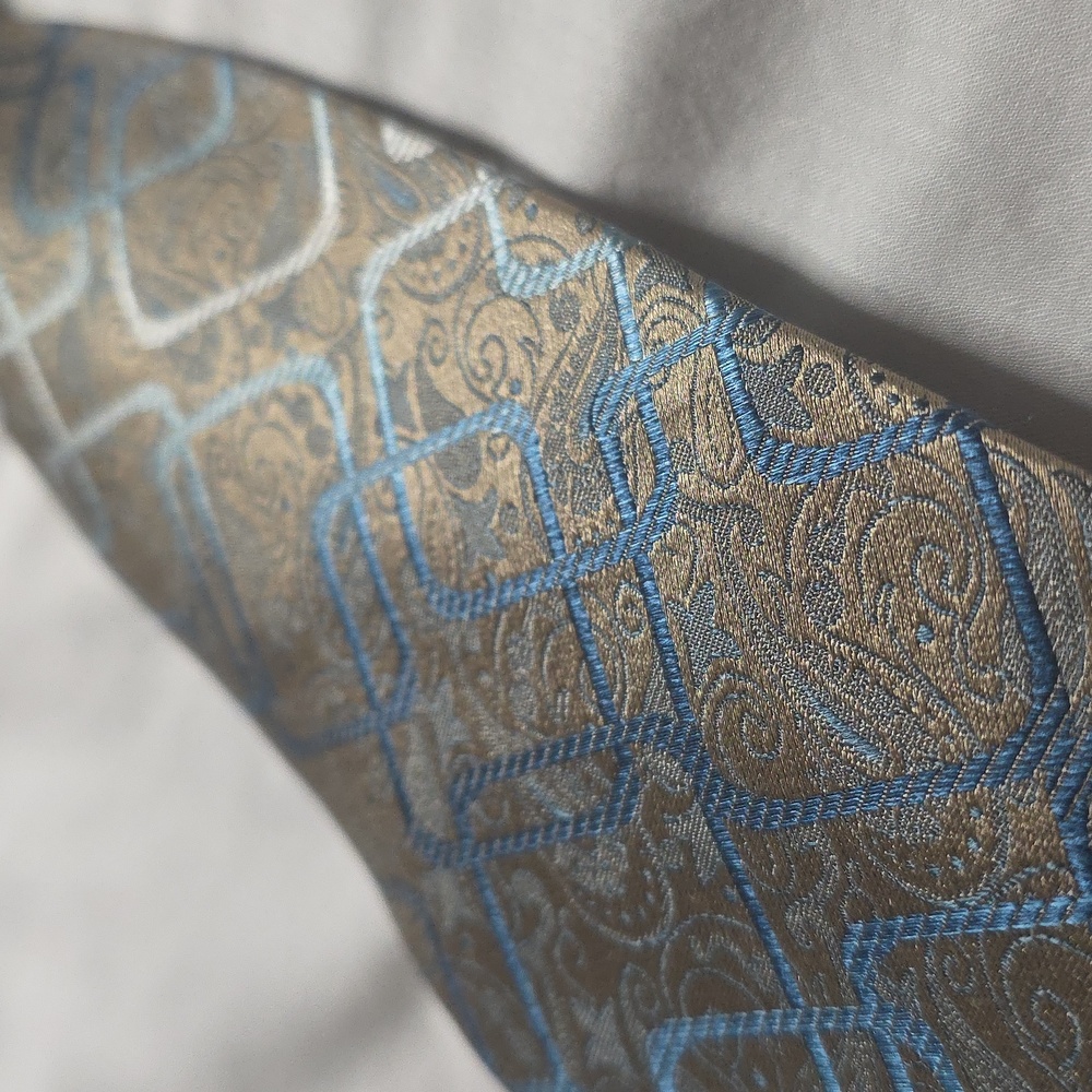 Elegant Paisley Tie in Blue and Gold